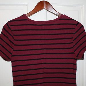 MAROON & BLACK STRIPED T-SHIRT DRESS - OLD NAVY WOMEN'S SIZE SMALL